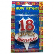 Свеча цифра "18" красная